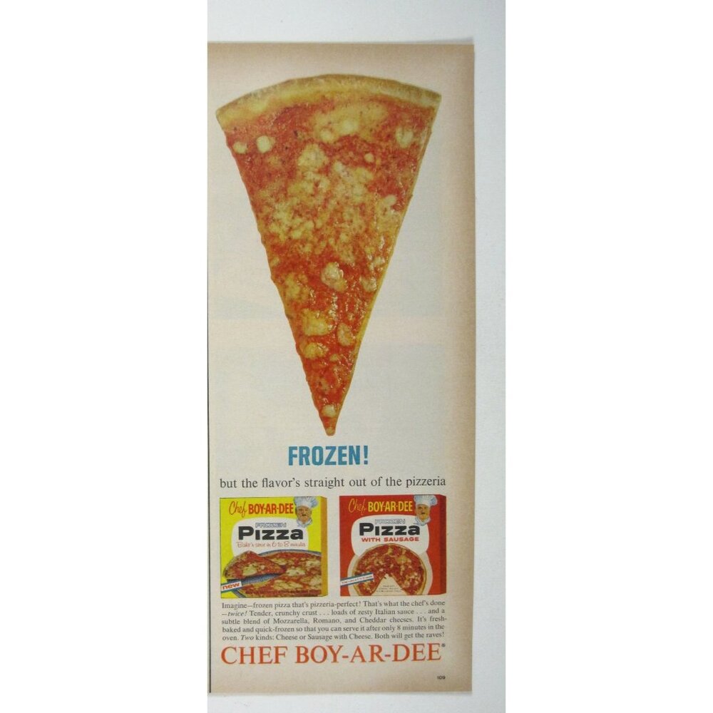Print Ad Chef Boy-Ar-Dee Frozen Pizza Kitchen Decor 1960s Advertisement Vintage